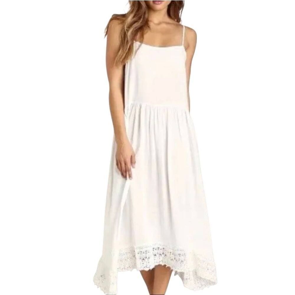 Free People Intimately White Slip Dress w Adjustable Spaghetti Straps EUC